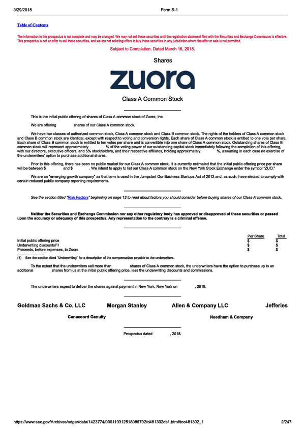 Zuora S-1  | Interactive Prospectus - Page 2